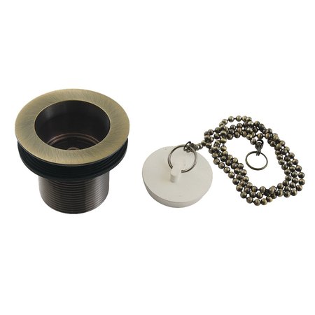 KINGSTON BRASS 112 Chain and Stopper Tub Drain with 134 Body Thread, Antique Brass DSP17AB